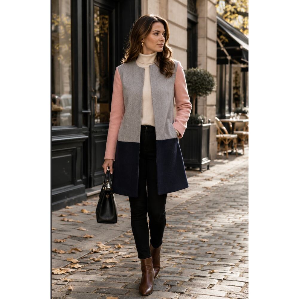 Sabine Women's Minimalist Colorblock Trench Coat  Medium